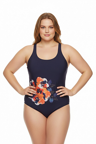 DESIGUAL Dámské Jednodílné Plavky Květinové Modré Velikost XL