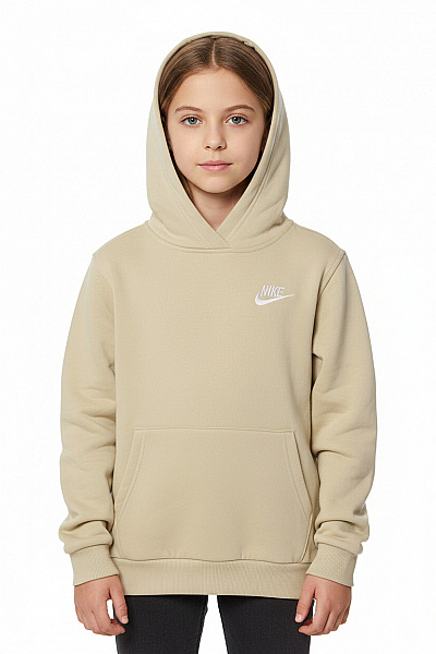 Nike Dívčí Khaki Mikina S Kapucí A Logem Velikost 137/147