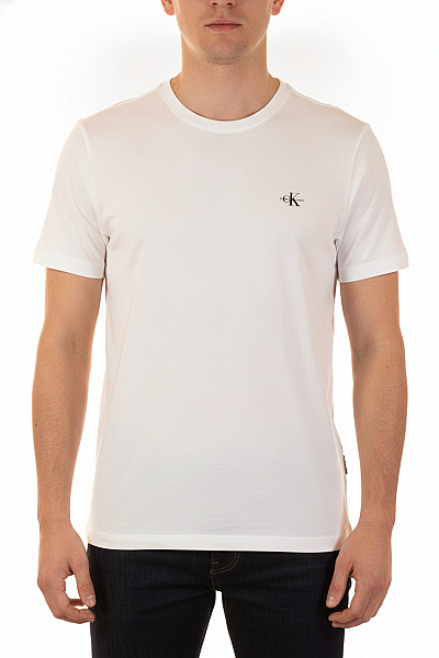 Calvin Klein Bílé Bavlněné Tričko S Krátkým Rukávem A Výšivkou Basic Vel. Xl