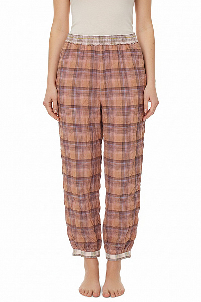 Influencefashion Dámské Volnočasové Kalhoty Kostkované Balonové Pohodlné Rayonové Vel. L