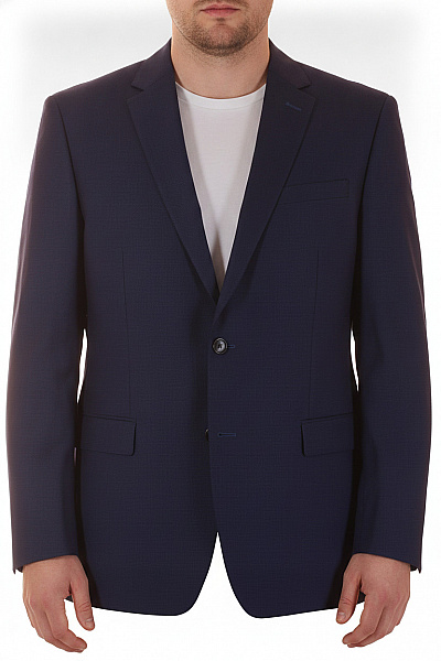 Carl Gross Pánské Vlněné Sako Elegantní Modré Jednořadé Business Velikost EU 11