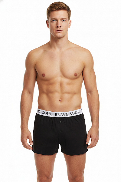 BRAVE SOUL Pánské Boxerky černé Polyesterové Velikost EU L
