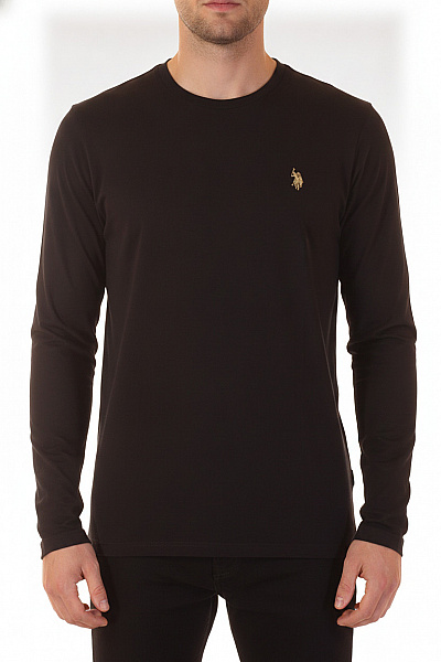 U.S.POLO ASSN. Pánské Tričko S Dlouhým Rukávem A Výšivkou černé Vel. XL