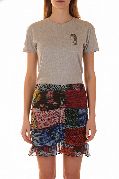 DESIGUAL Dámské Tričkové šaty S Krátkým Rukávem A Patchwork Sukní Vel. XS