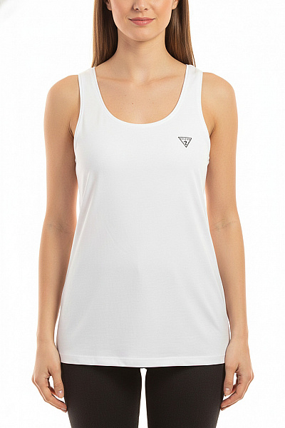 Guess Dámské Bavlněné Tílko Basic Bílé Bez Rukávů Velikost Xl