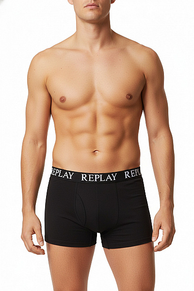 REPLAY Pánské Bavlněné Boxerky černé