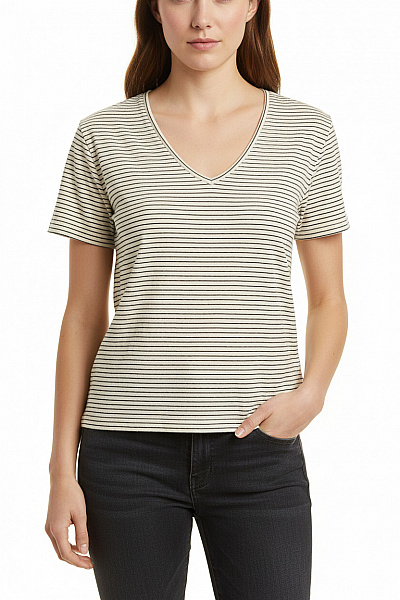 TOMMY HILFIGER Dámské Tričko S Krátkým Rukávem Pruhované Basic Vel. M