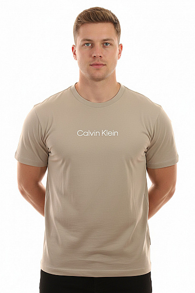 Calvin Klein Tričko Calvin Klein Krátký Rukáv Jednobarevné Basic Bavlněné Béžové Velikost Xl