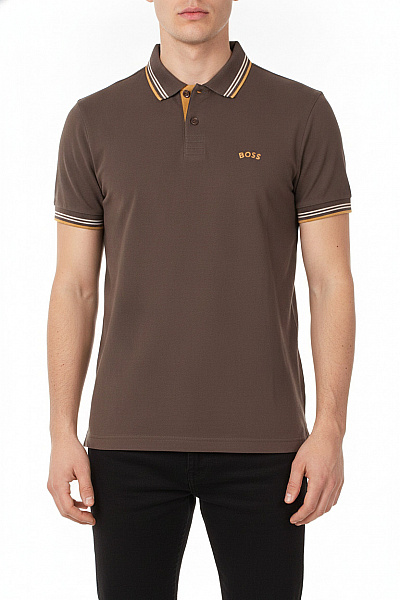 Hugo Boss Pánské Hnědé Polo Tričko S Krátkým Rukávem A Límečkem Vel. S