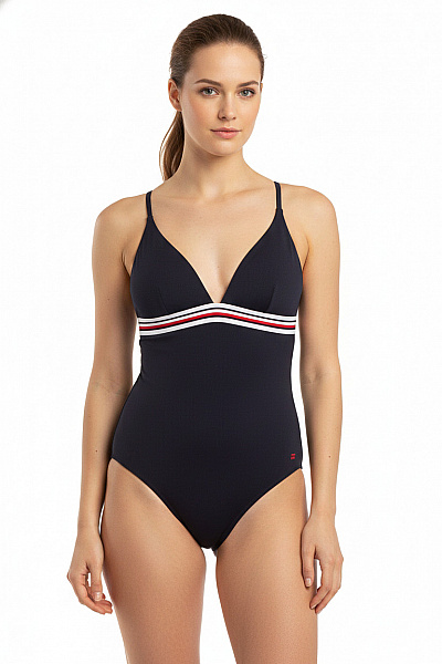 TOMMY HILFIGER Dámské Jednodílné Plavky Pruhované Vel. EU M3