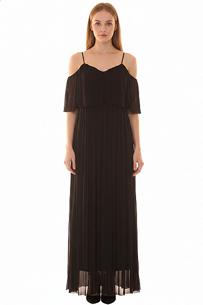 MANGO Dlouhé Plisované šaty Na Ramínka Letní Elegantní Velikost XS