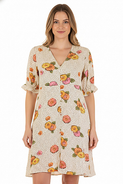 Moves šaty Květované Puntíkované Krátké Volnočasové Letní Velikost 36