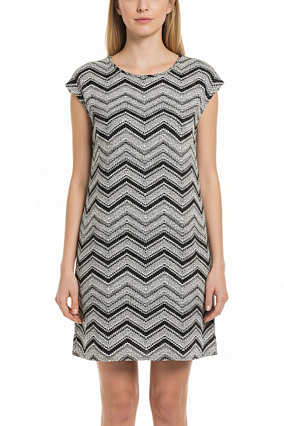 Blend She Dámské šaty Bez Rukávů černé Bílé Chevron Velikost EU S