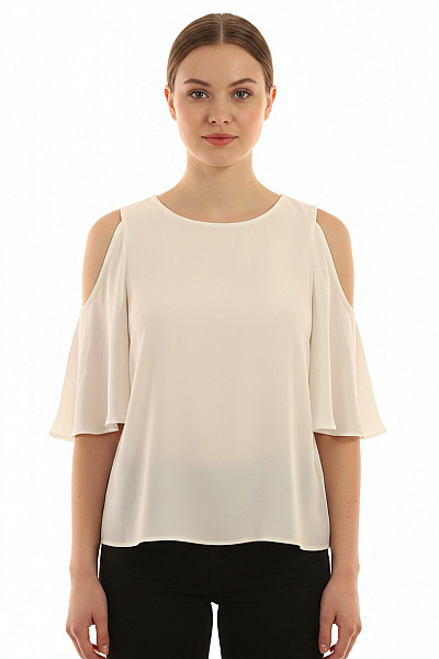 Topshop Bílá Halenka S Krátkým Rukávem A Odhalenými Rameny Velikost 38