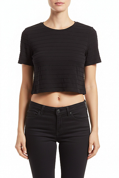 Topshop Dámské Tričko S Krátkým Rukávem černé Crop Top Vel. EU 42