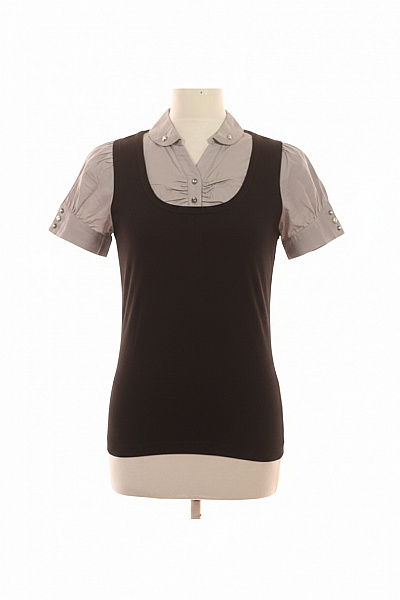 Next šedá Halenka S Krátkým Rukávem A Límečkem Elegantní Viskózové Vel. 40