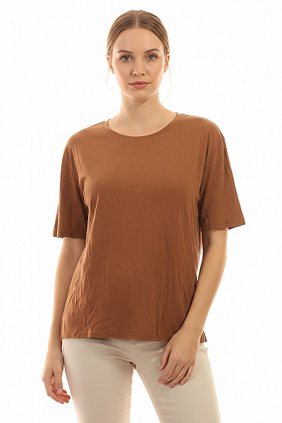 New Look Dámské Tričko S Krátkým Rukávem Hnědé Basic Velikost EU M