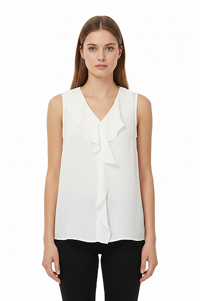 Next Dámská Halenka Bez Rukávů Bílá Elegantní Volná S Volánky Vel. 36