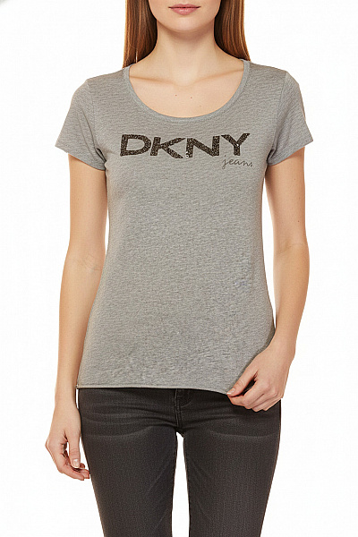 Donna Karan šedé Tričko S Krátkým Rukávem A Nápisem Vel. S
