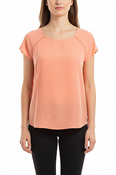 MAISON SCOTCH Dámské Tričko S Krátkým Rukávem Oranžové Jednobarevné Basic Vel. M