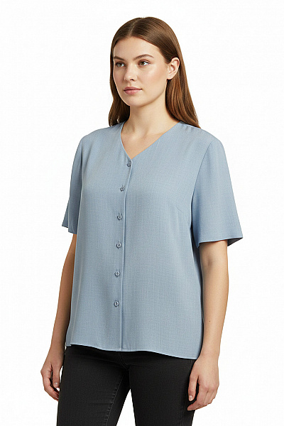 GERRY WEBER Dámská Modrá Košile S Krátkým Rukávem Elegantní Polyesterová Vel. 40