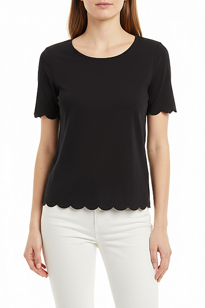 Topshop Dámské Tričko černé Krátký Rukáv Jednobarevné Basic Vel. 38