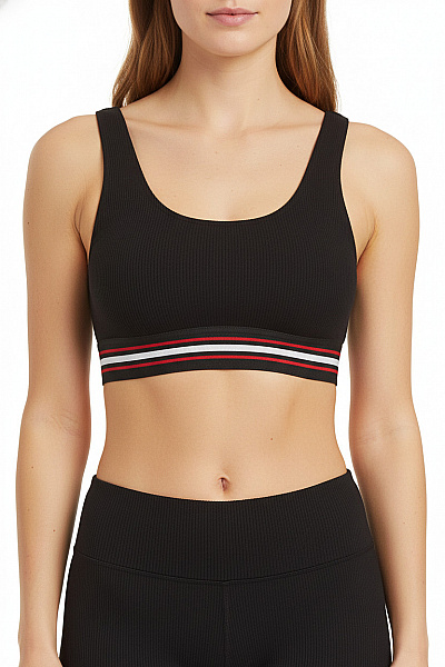 Topshop Dámské černé Tílko Bez Rukávů S Pruhy Fitness Velikost 36