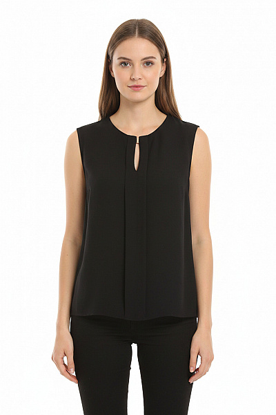 1 2 3 Dámská Halenka Bez Rukávů černá Elegantní Na Zip Vel. DE 36