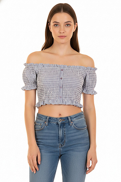 Dámské Pruhované Tílko Bez Rukávů Crop Top Velikost 34