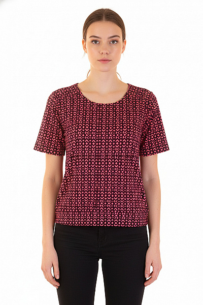 Next Růžová Halenka Krátký Rukáv Vzorovaná Polyester Velikost 36