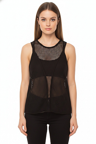 Missguided černé Síťované Tílko Bez Rukávů Crop Top Velikost 34