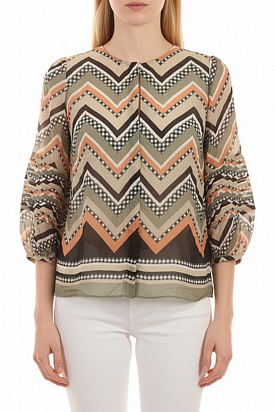 Massimo Dutti Dámská Halenka S Dlouhým Rukávem Vzorovaná Viskóza Jarní Boho Velikost 38