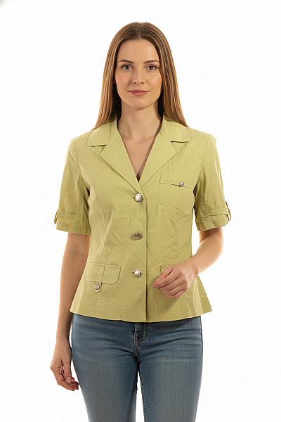 La Strada Dámské Bavlněné Sako Krátký Rukáv Zelené Volnočasové Velikost 40