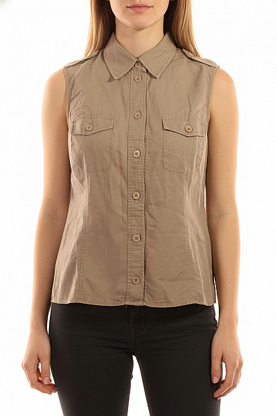 OLSEN Dámská Lněná Košile Bez Rukávů Béžová Ležérní Letní Vel. DE 40