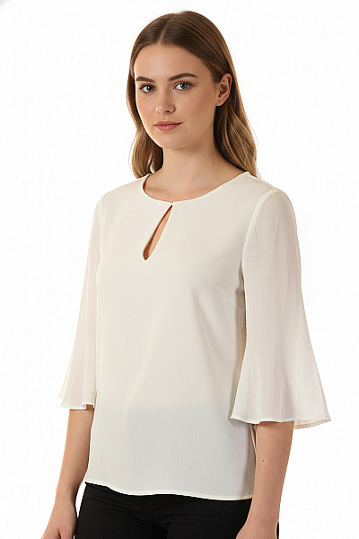 MANGO Dámská Halenka Bílá Krátký Rukáv S Výstřihem Boho Vel. S