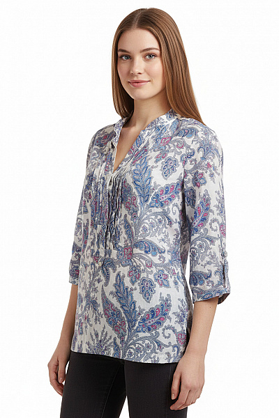 Massimo Dutti Dámská Halenka S Dlouhým Rukávem A Potiskem Boho Vel. 38