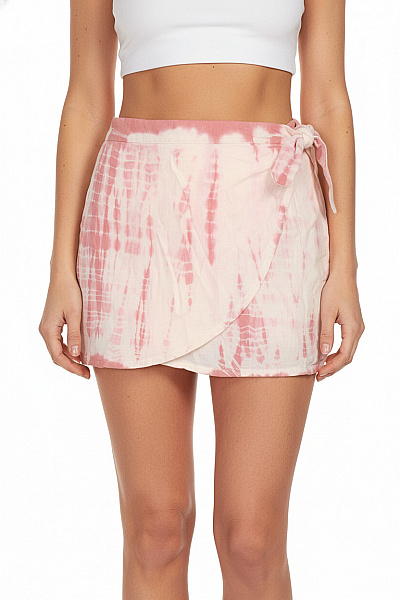 Free People Dámská Zavinovací Mini Sukně S Mašlí Batikovaná Růžová Vel. M