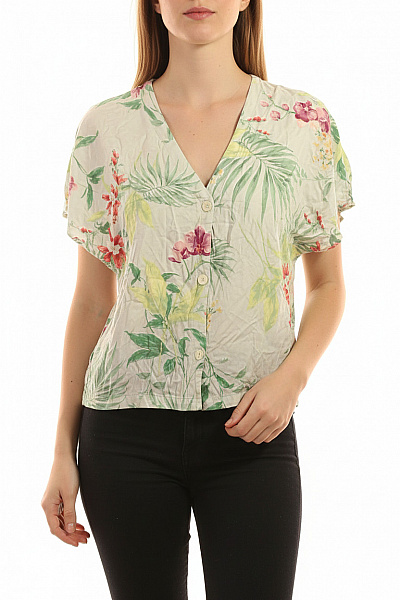 Oysho Dámská Košile S Krátkým Rukávem A Květinovým Potiskem Vel. S