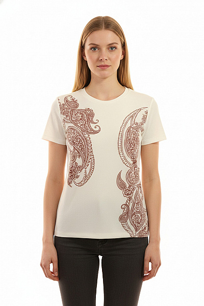 ZARA Dámské Tričko S Krátkým Rukávem A Potiskem Paisley Vel. M
