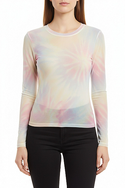 Bershka Dámská Halenka S Dlouhým Rukávem A Potiskem Tie-dye Průsvitná Vel. M