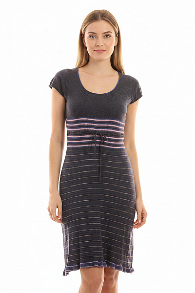 White Stuff Dámské šaty S Krátkým Rukávem A Páskem Pruhované Volnočasové úpletové Velikost 8