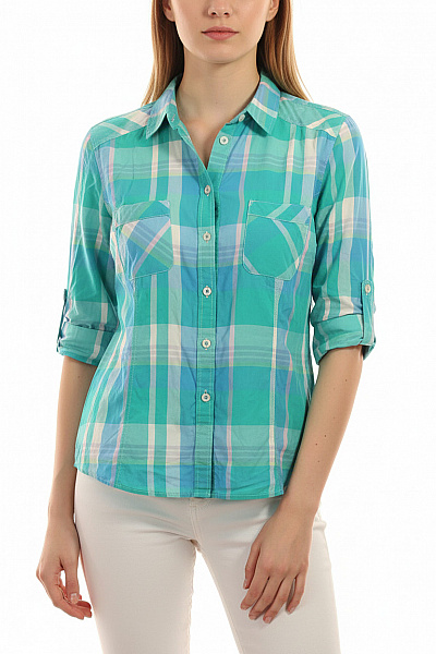 BONITA Dámská Kostkovaná Košile S Krátkým Rukávem Velikost 38