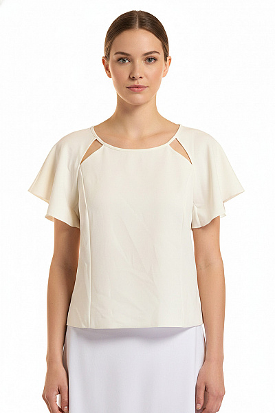ZARA Bílá Halenka S Krátkým Rukávem A Průstřihy Elegantní Velikost 36