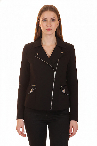 Kriss Dámská černá Bunda Krátká Na Zip Elegantní Moderní Biker Velikost 36