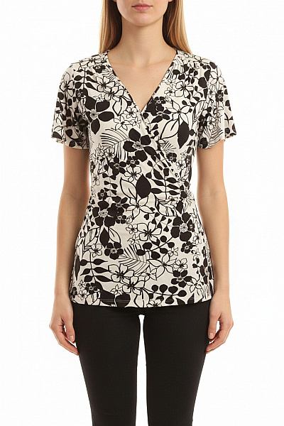 Marks & Spencer Dámská Halenka S Krátkým Rukávem A Květinovým Potiskem Vel. UK 12