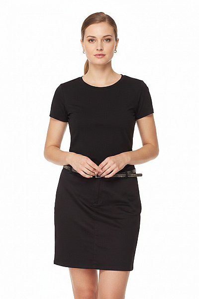 MANGO Dámská černá Sukně Ke Kolenům S Páskem Elegantní Business Vel. 38