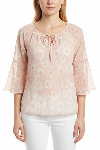 Next Dámská Halenka S Krátkým Rukávem A Potiskem Květinová Růžová Vel. 40