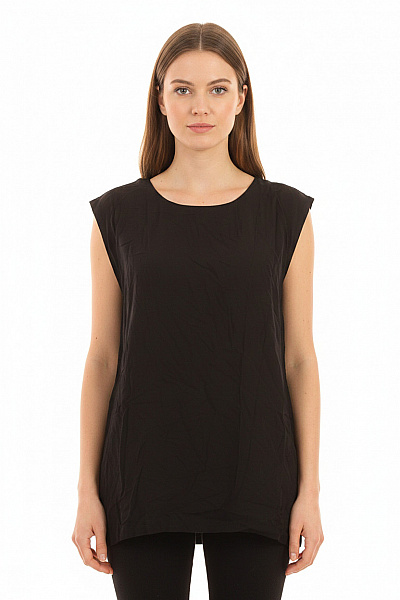 Won Hundred Dámská Halenka Krátký Rukáv Viskózová černá Volná Velikost 38