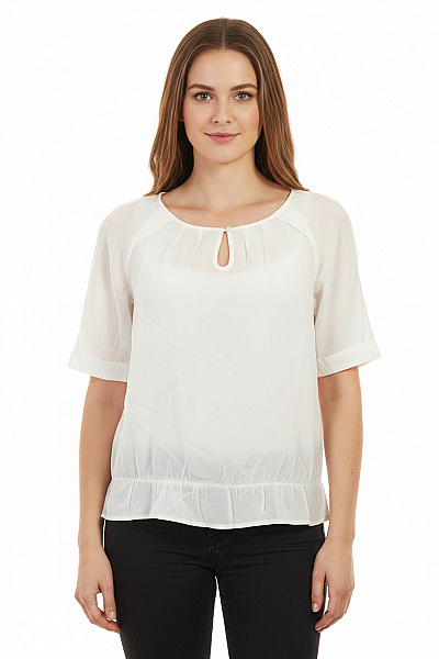 Next Bílá Halenka S Krátkým Rukávem A Gumou V Pase Vel. 40