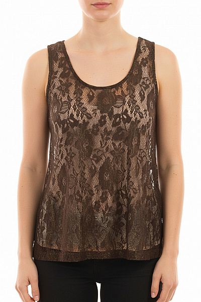 Next Dámská Krajková Halenka Bez Rukávů Hnědá Velikost EU 38